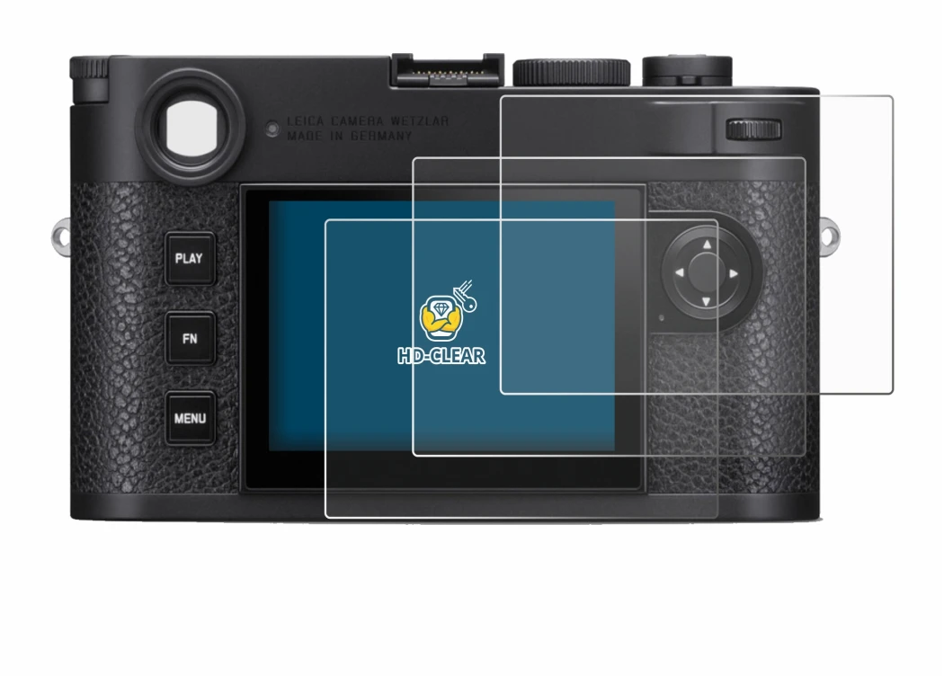 Immagine del dispositivo Leica M11 con un'ampia varietà di protezioni per lo schermo.