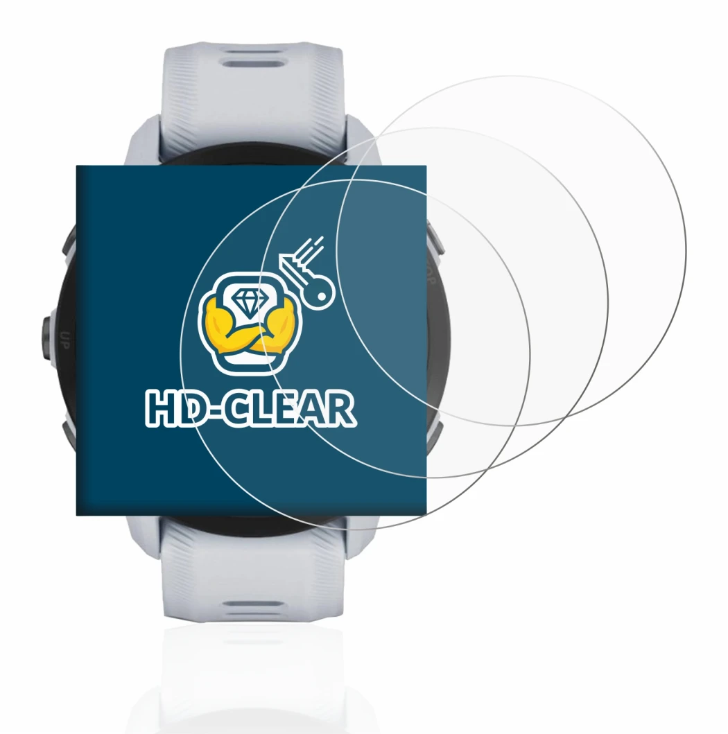 Immagine del dispositivo Garmin Forerunner 955 Solar con un'ampia varietà di protezioni per lo schermo.