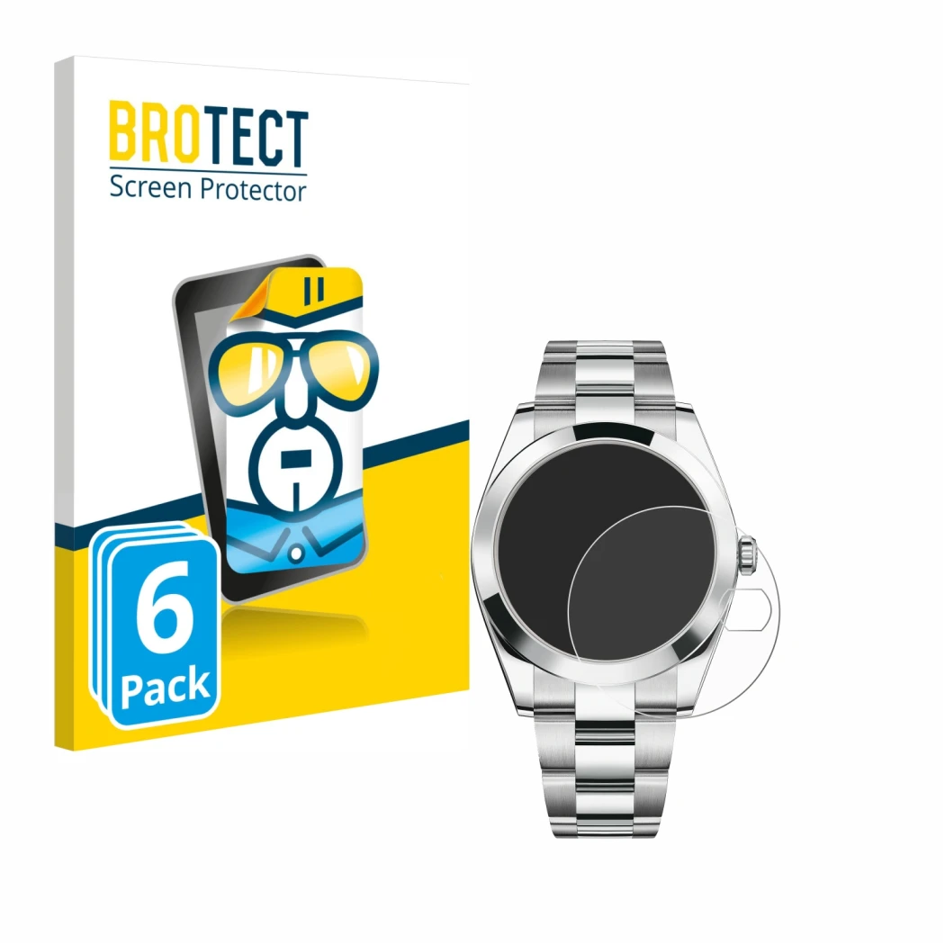 Parte frontale di una confezione del prodotto con il logo del marchio BROTECT. Accanto è raffigurato il dispositivo Rolex Date