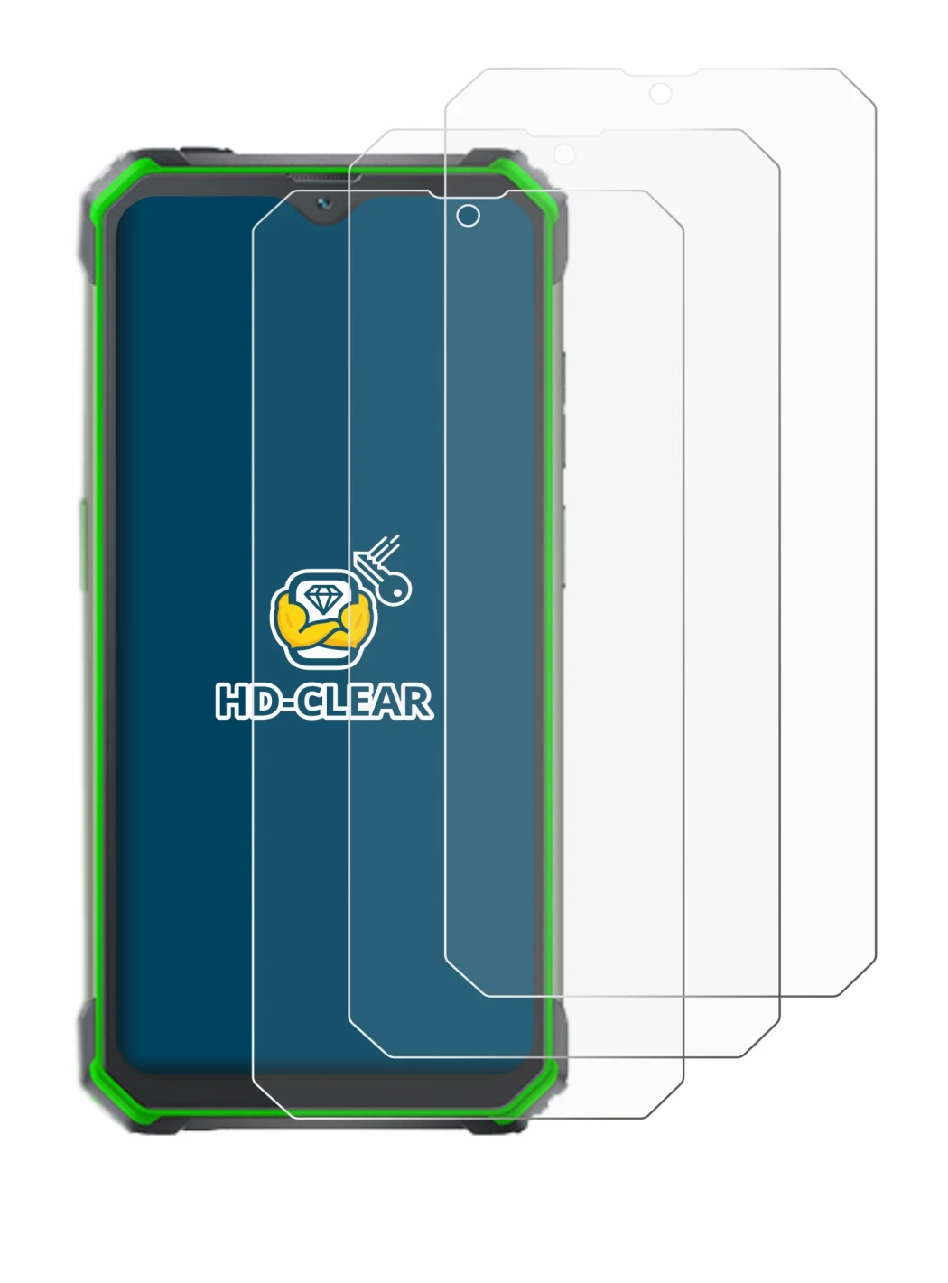 Immagine del dispositivo Blackview BV7100 con un'ampia varietà di protezioni per lo schermo.