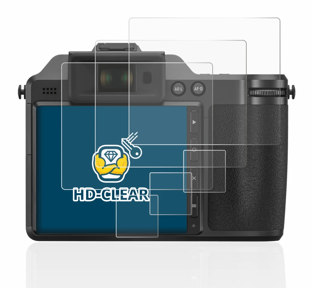 Immagine del dispositivo Hasselblad X2D 100C con un'ampia varietà di protezioni per lo schermo.