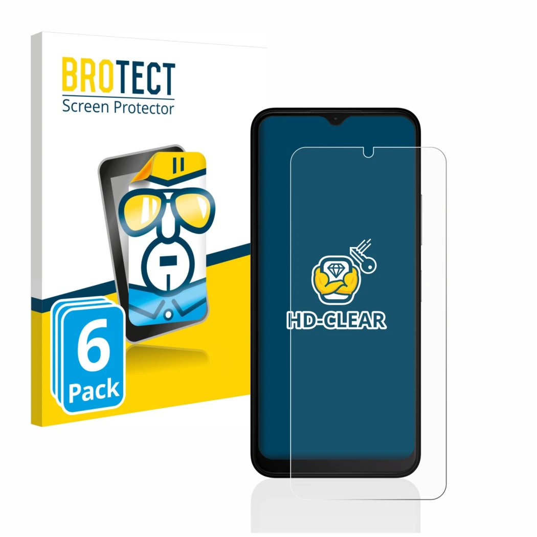 Parte frontale di una confezione del prodotto con il logo del marchio BROTECT. Accanto è raffigurato il dispositivo Nokia C22 