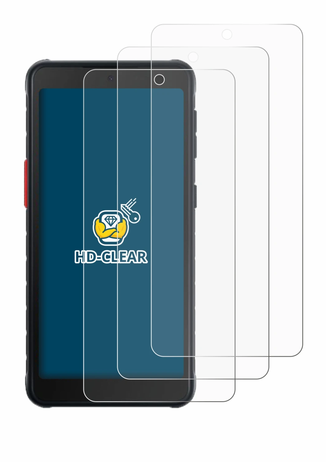 Immagine del dispositivo Samsung Galaxy XCover 5 Enterprise Edition con un'ampia varietà di protezioni per lo schermo.