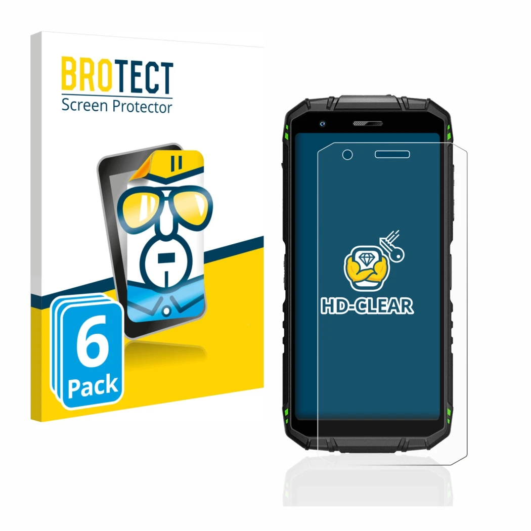 Parte frontale di una confezione del prodotto con il logo del marchio BROTECT. Accanto è raffigurato il dispositivo Doogee S41
