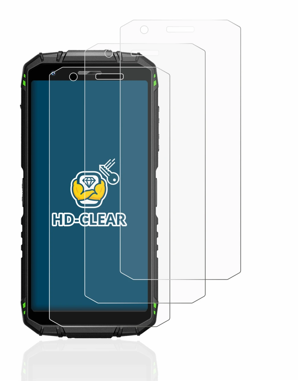 Immagine del dispositivo Doogee S41 Pro con un'ampia varietà di protezioni per lo schermo.
