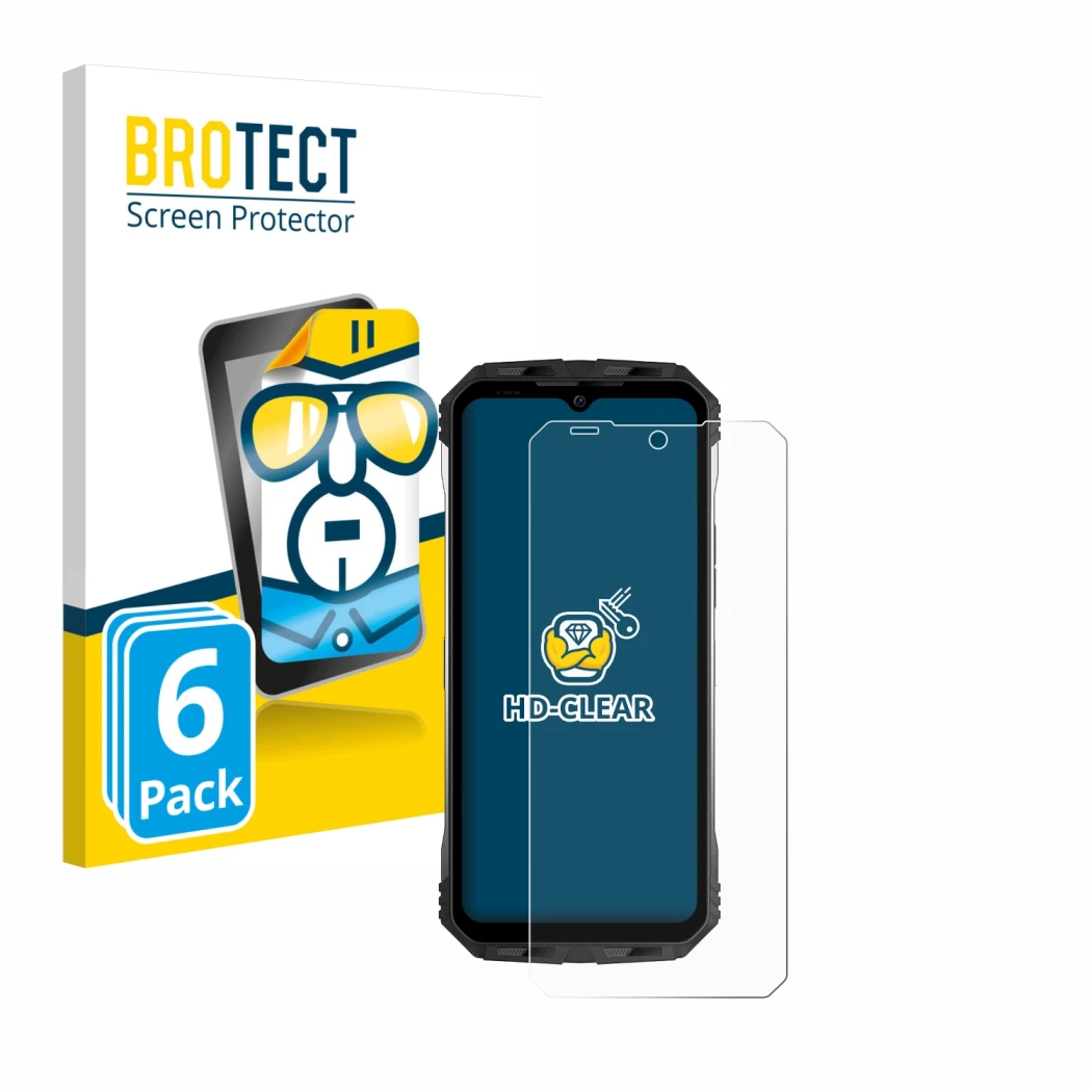 Parte frontale di una confezione del prodotto con il logo del marchio BROTECT. Accanto è raffigurato il dispositivo Doogee S10