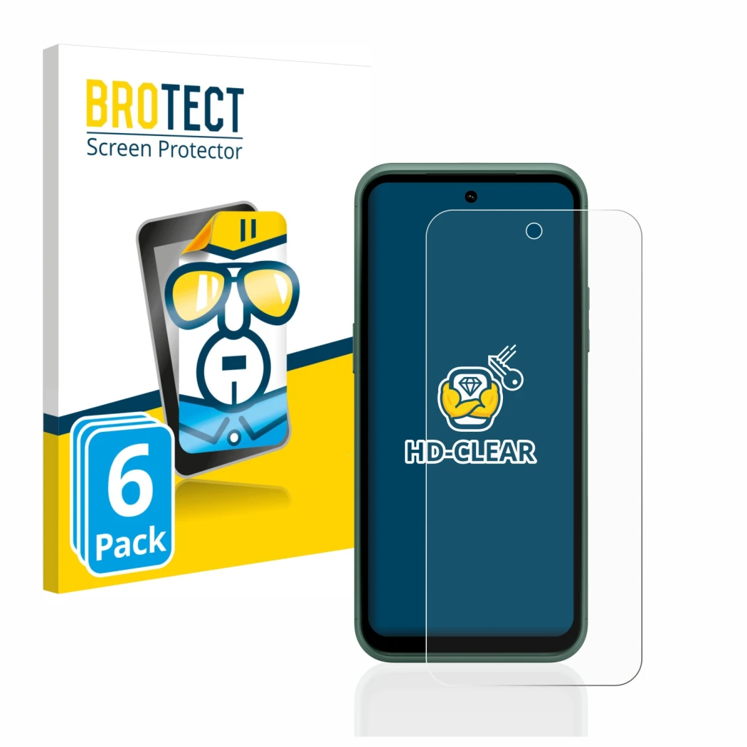 Parte frontale di una confezione del prodotto con il logo del marchio BROTECT. Accanto è raffigurato il dispositivo Nokia XR21