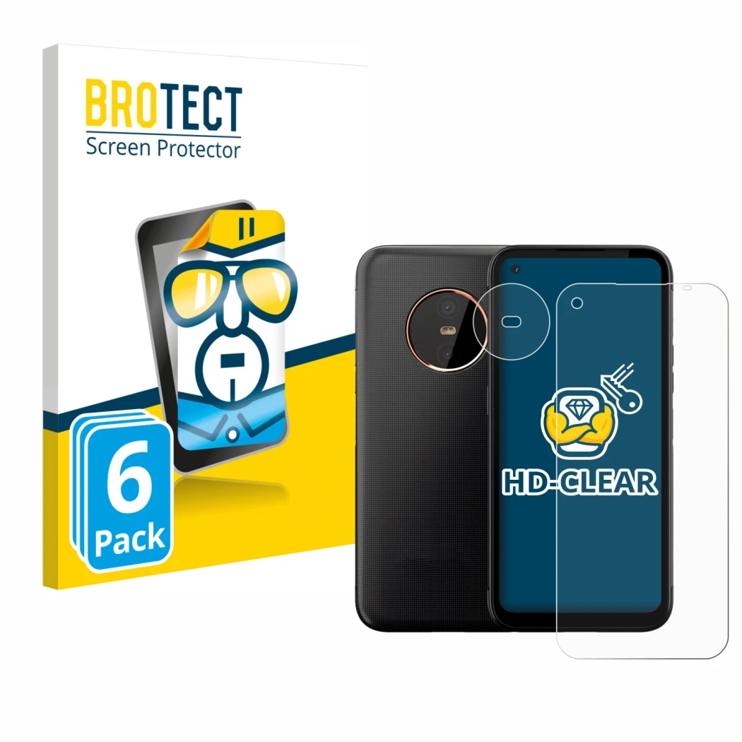 Parte frontale di una confezione del prodotto con il logo del marchio BROTECT. Accanto è raffigurato il dispositivo Gigaset GX