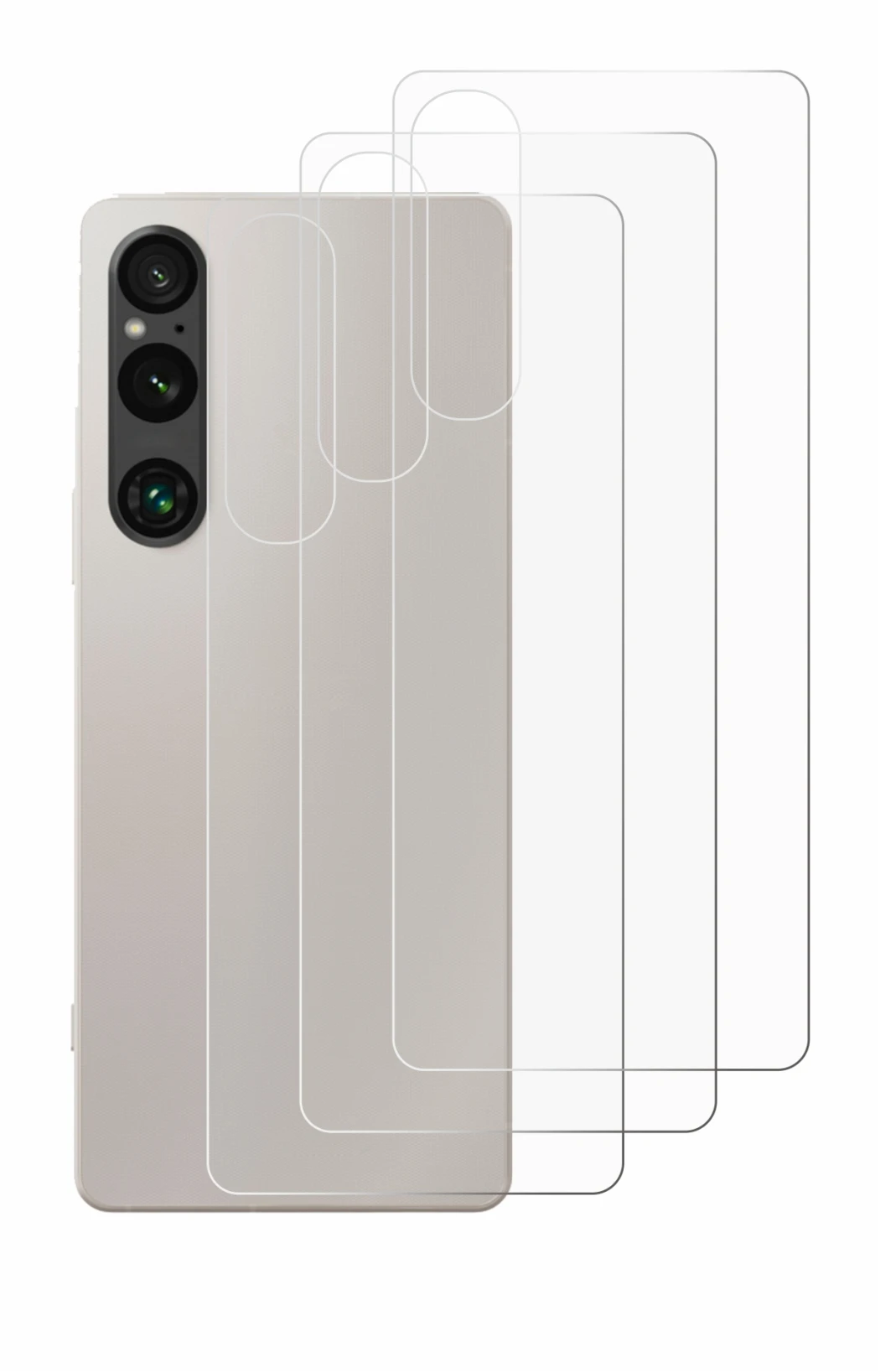 Immagine del dispositivo Sony Xperia 1 V (Posteriore) con un'ampia varietà di protezioni per lo schermo.