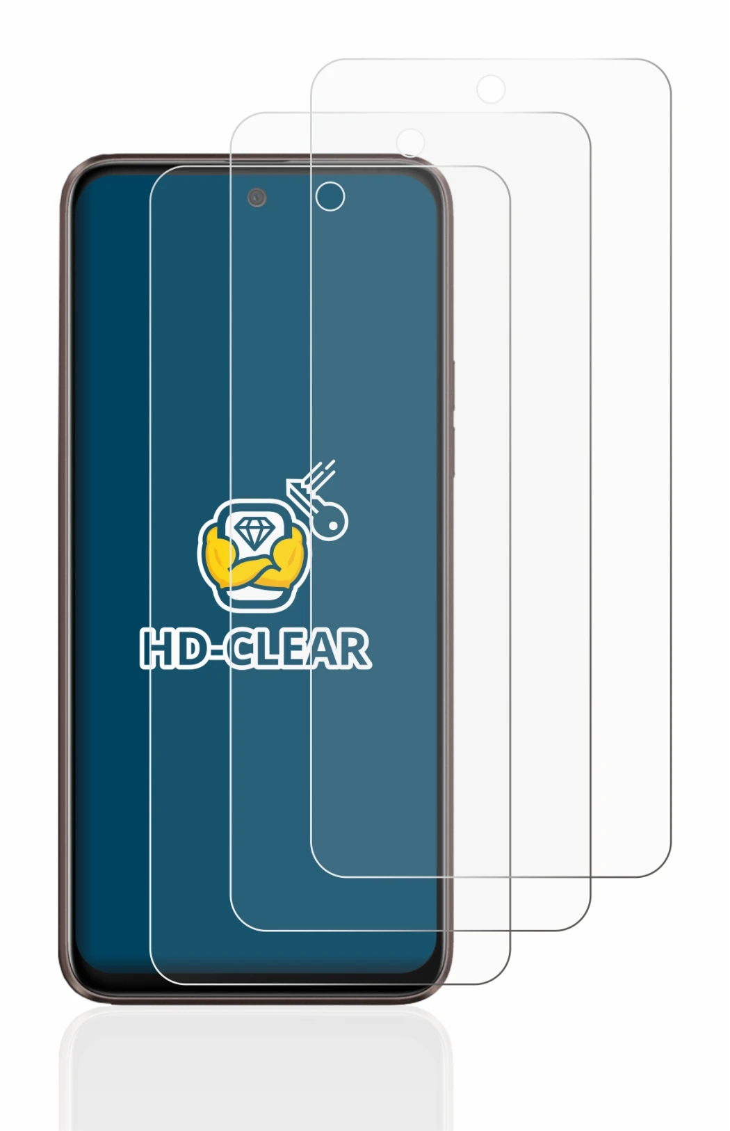 Immagine del dispositivo HTC U23 Pro con un'ampia varietà di protezioni per lo schermo.