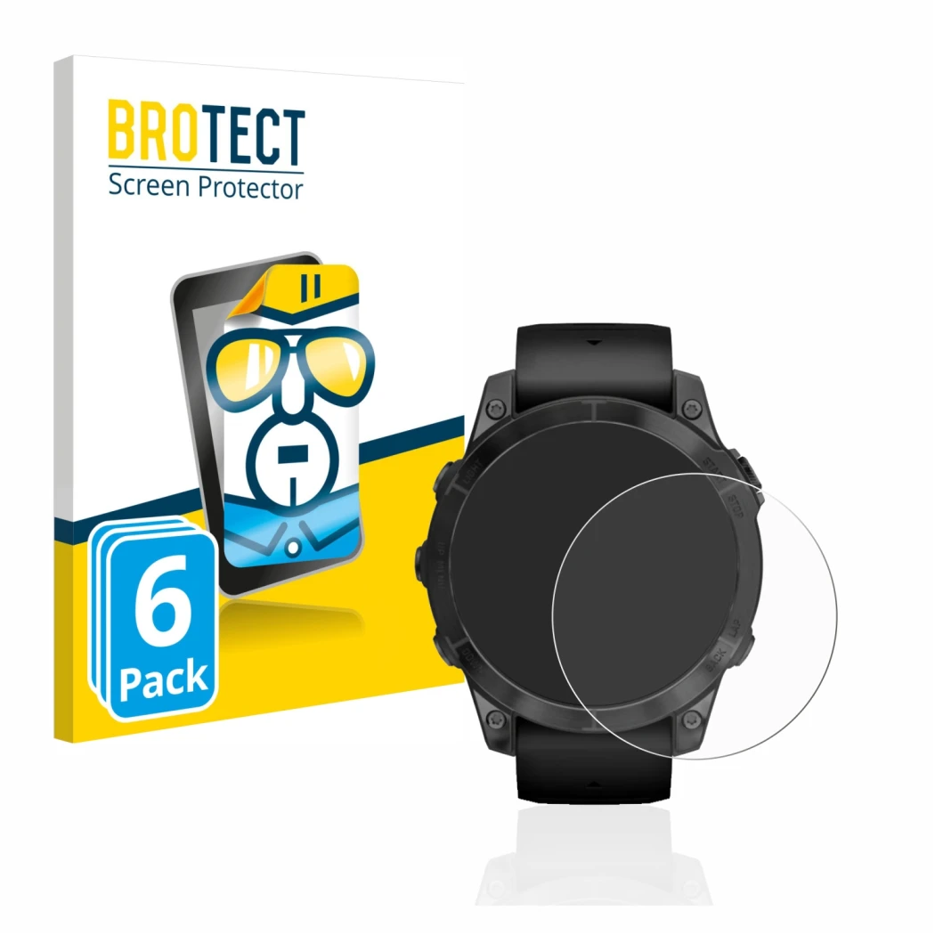 Parte frontale di una confezione del prodotto con il logo del marchio BROTECT. Accanto è raffigurato il dispositivo Garmin Epi