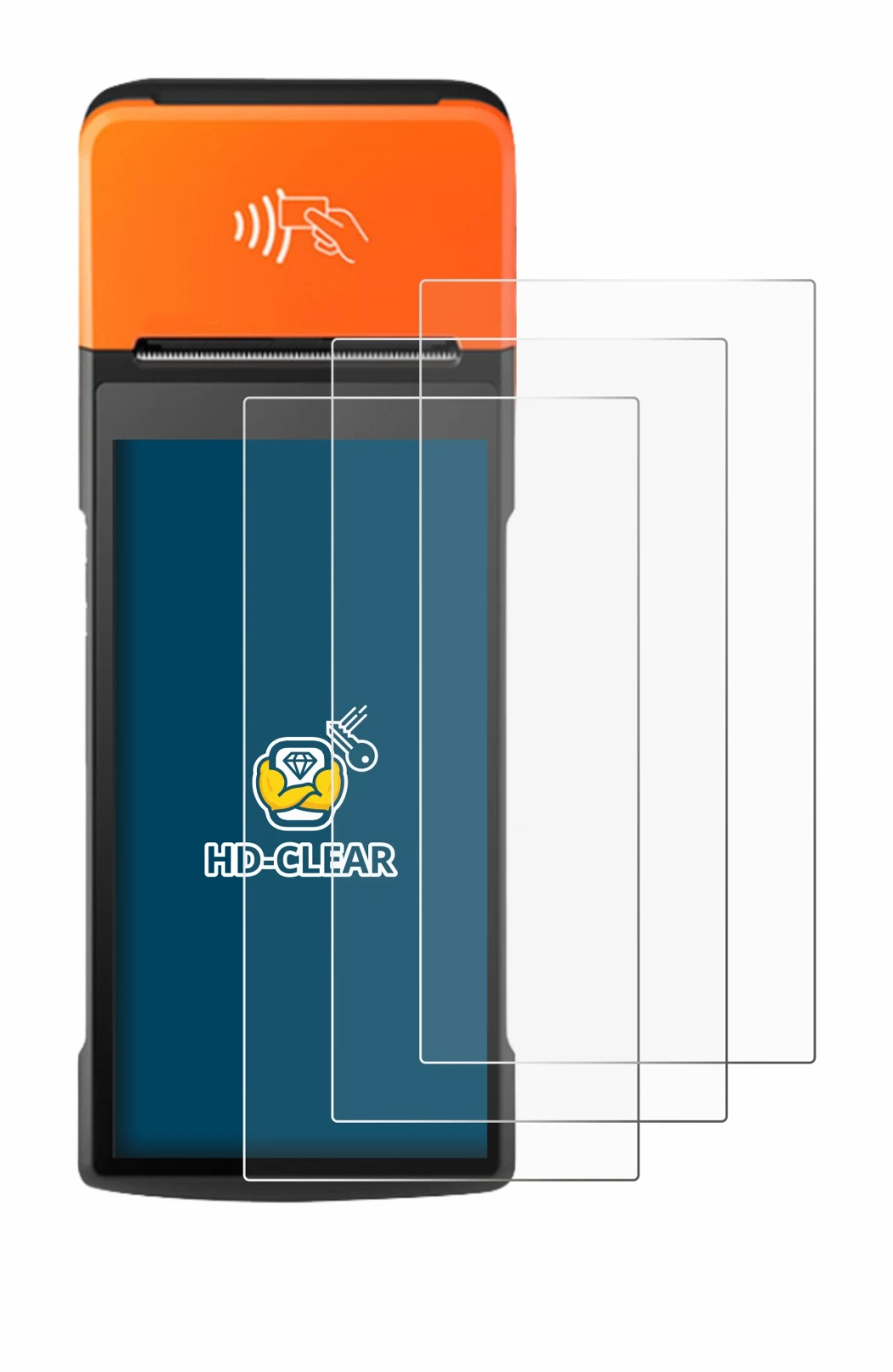 Immagine del dispositivo Sunmi V2 Pro con un'ampia varietà di protezioni per lo schermo.