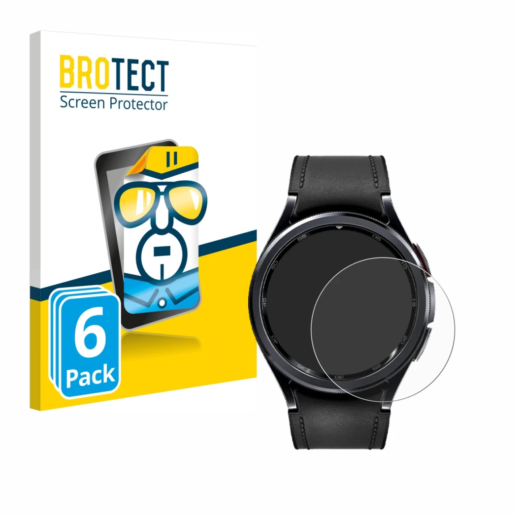 Parte frontale di una confezione del prodotto con il logo del marchio BROTECT. Accanto è raffigurato il dispositivo Samsung Ga