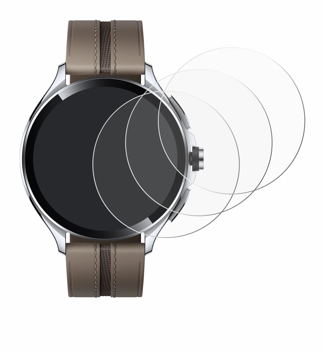 Immagine del dispositivo Xiaomi Watch 2 Pro con un'ampia varietà di protezioni per lo schermo.