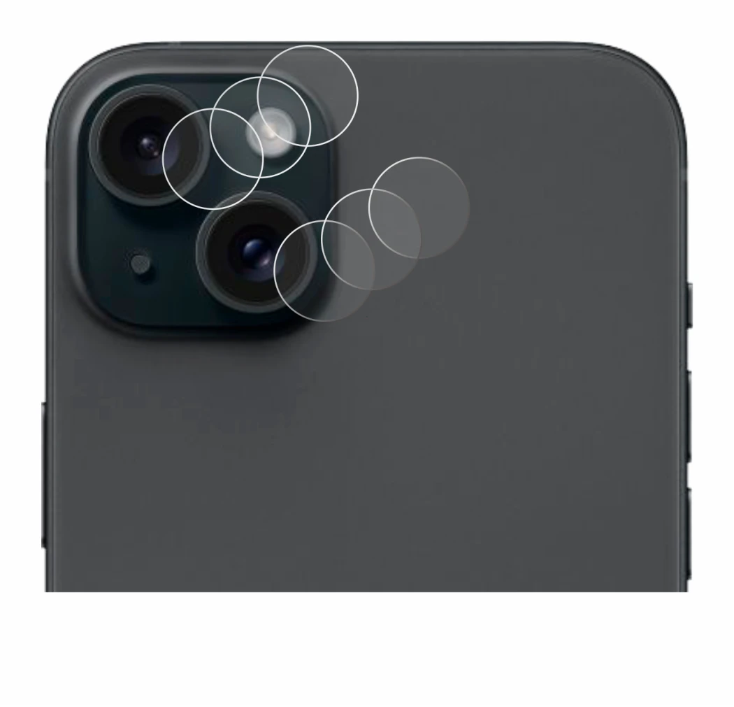 Immagine del dispositivo Apple iPhone 15 Plus (SOLO Fotocamera) con un'ampia varietà di protezioni per lo schermo.