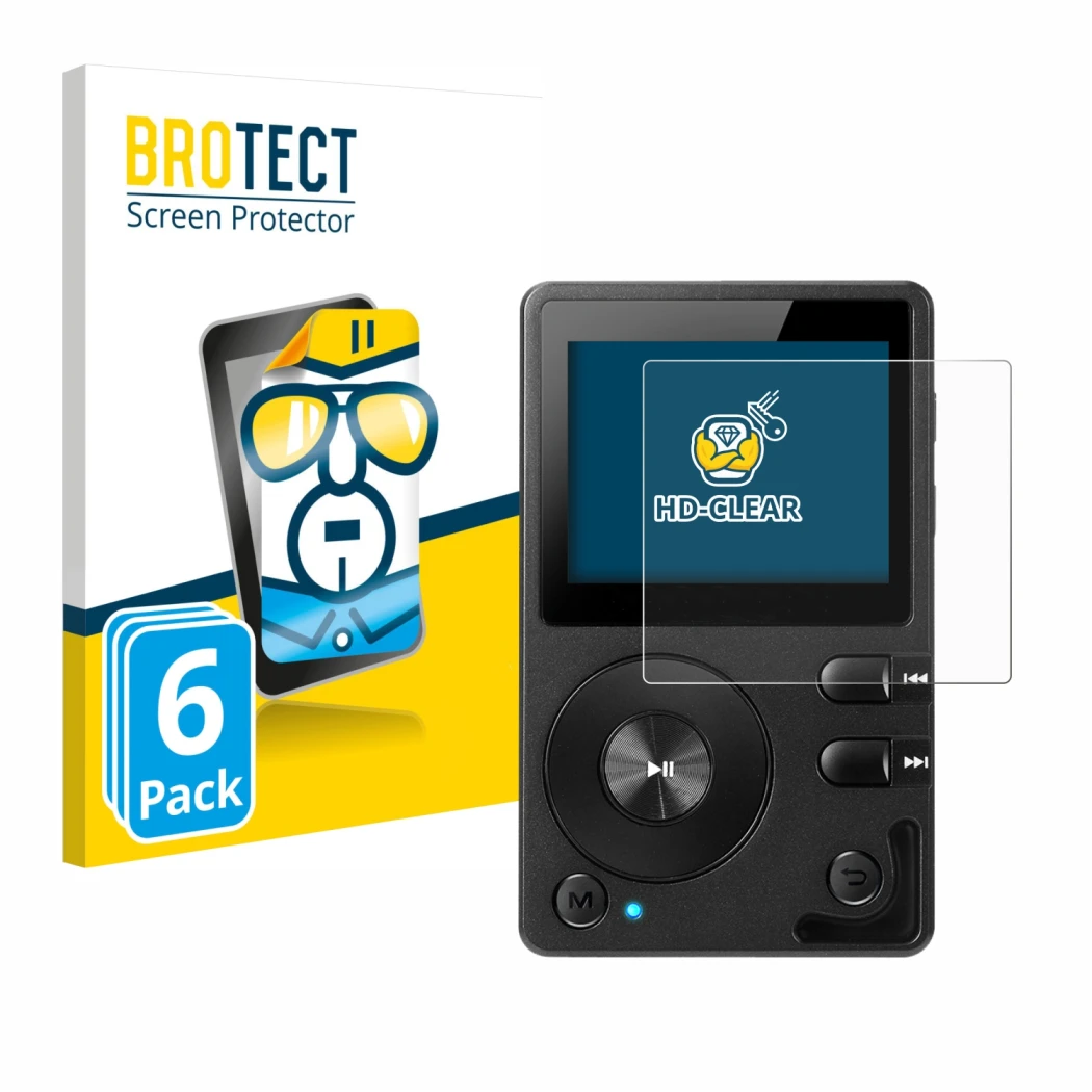 Parte frontale di una confezione del prodotto con il logo del marchio BROTECT. Accanto è raffigurato il dispositivo Hifi Walke