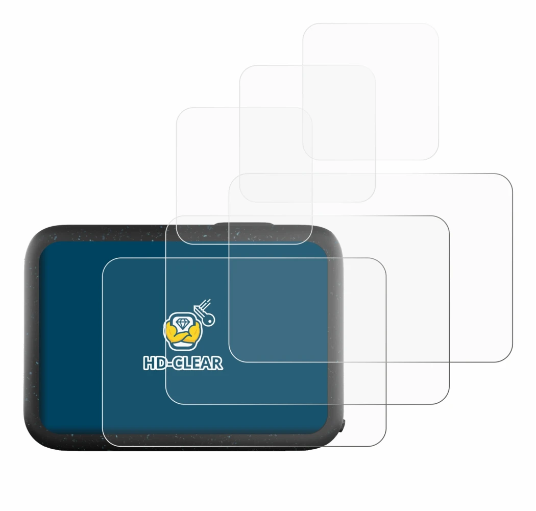 Immagine del dispositivo GoPro Hero 12 Black con un'ampia varietà di protezioni per lo schermo.