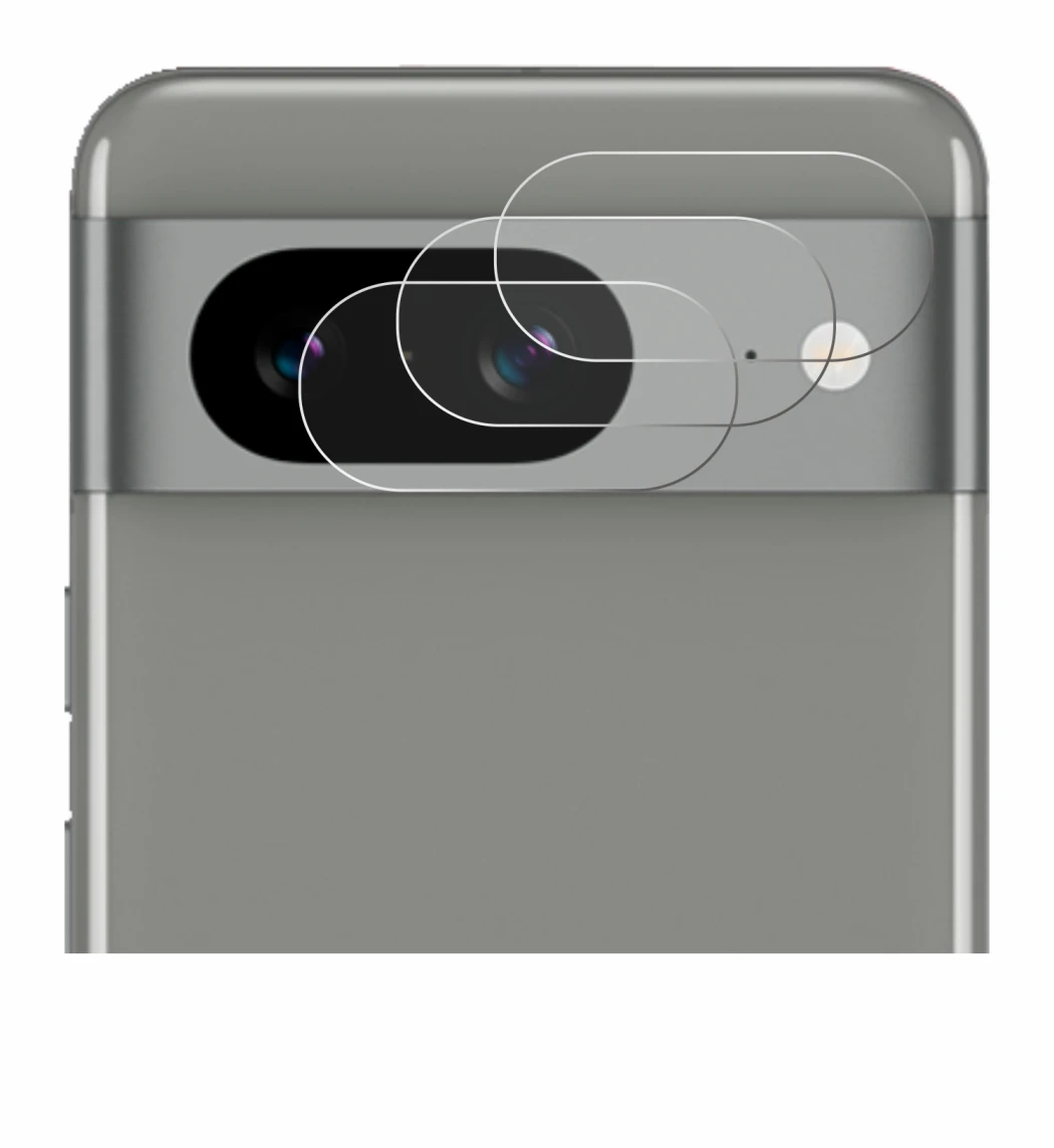 Immagine del dispositivo Google Pixel 8 (SOLO Fotocamera) con un'ampia varietà di protezioni per lo schermo.