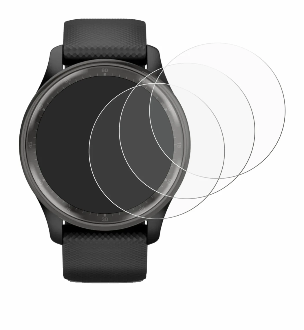 Immagine del dispositivo Garmin Vivomove Trend con un'ampia varietà di protezioni per lo schermo.