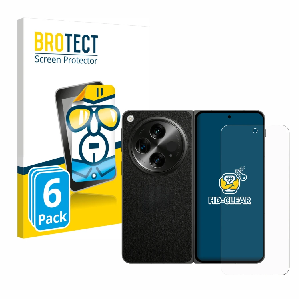 Parte frontale di una confezione del prodotto con il logo del marchio BROTECT. Accanto è raffigurato il dispositivo OnePlus Op