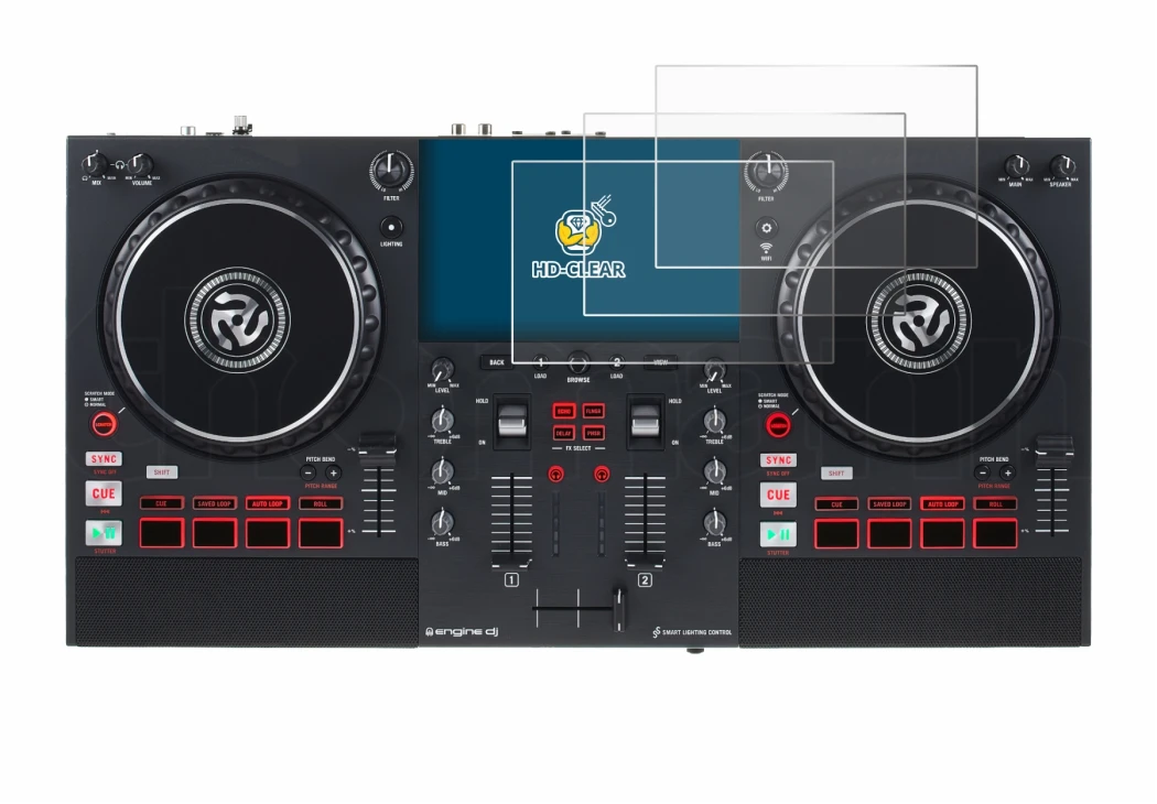 Immagine del dispositivo Numark Mixstream Pro+ con un'ampia varietà di protezioni per lo schermo.