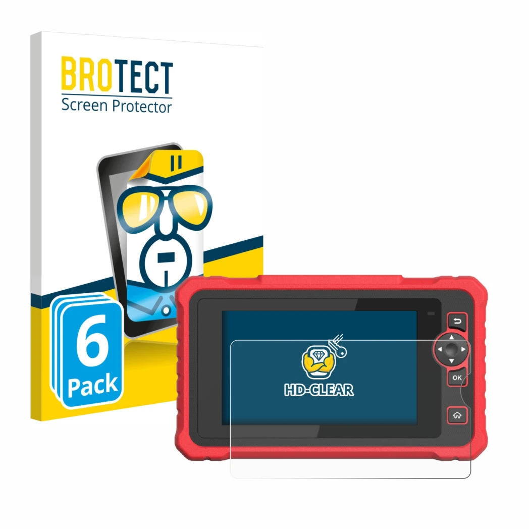 Parte frontale di una confezione del prodotto con il logo del marchio BROTECT. Accanto è raffigurato il dispositivo Launch CRP