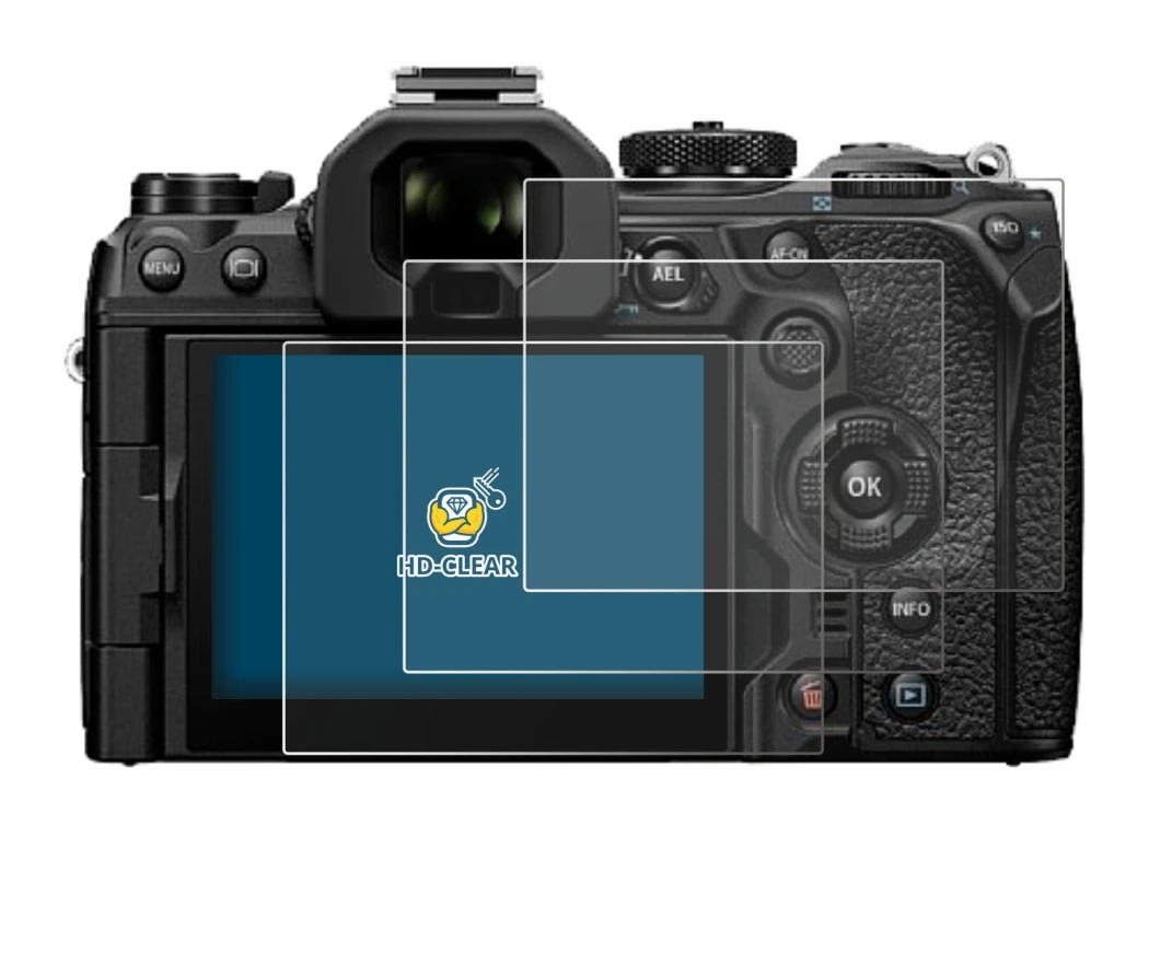 Immagine del dispositivo Olympus OM System OM-1 Mark II con un'ampia varietà di protezioni per lo schermo.