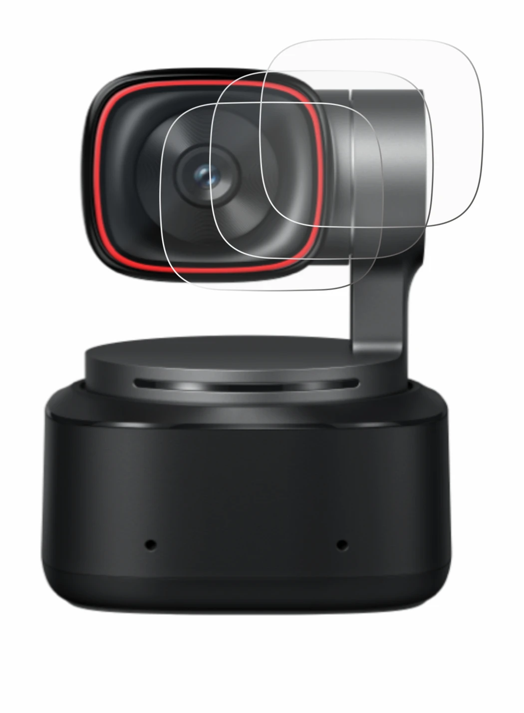 Immagine del dispositivo OBSBOT Tiny 2 con un'ampia varietà di protezioni per lo schermo.