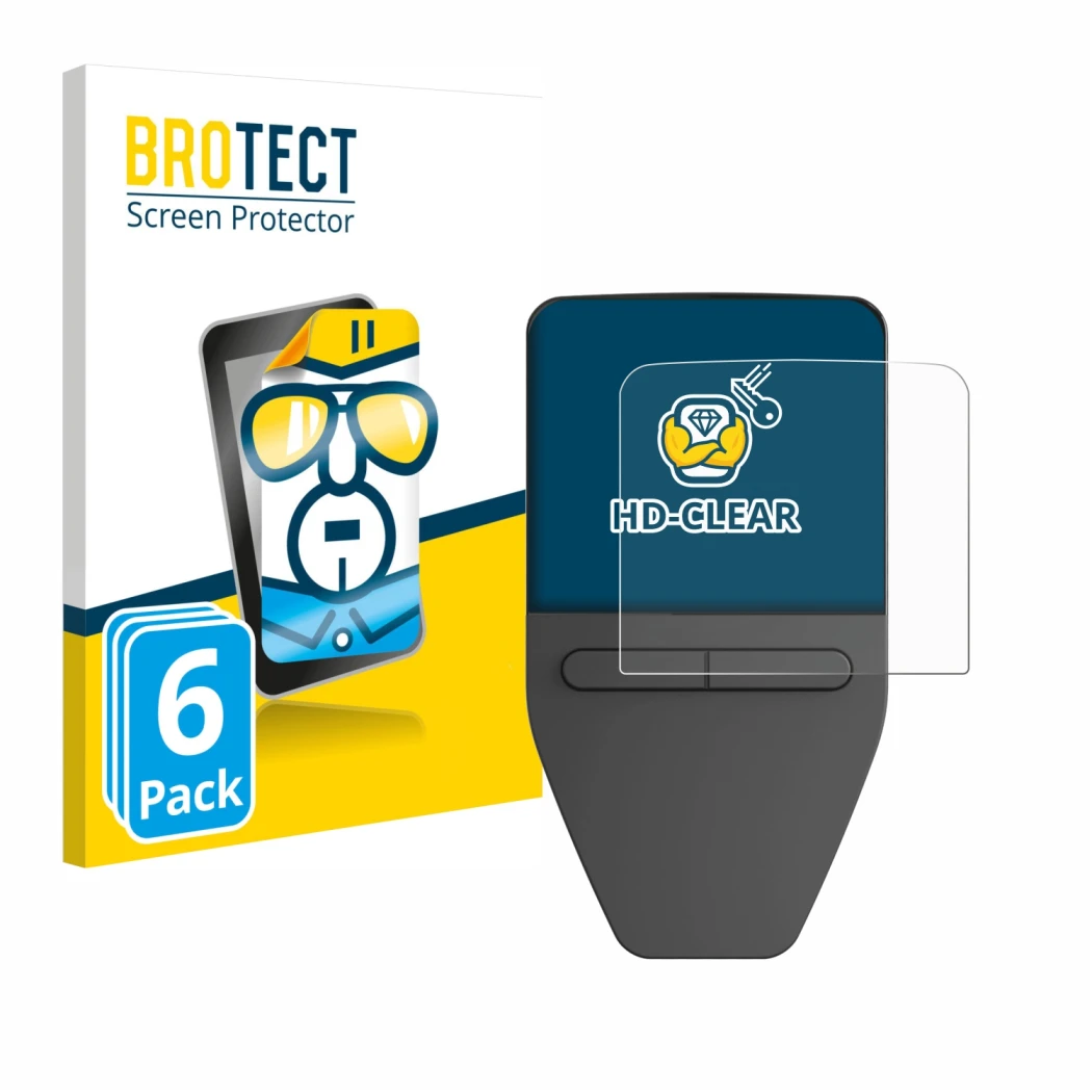 Parte frontale di una confezione del prodotto con il logo del marchio BROTECT. Accanto è raffigurato il dispositivo Trezor Saf