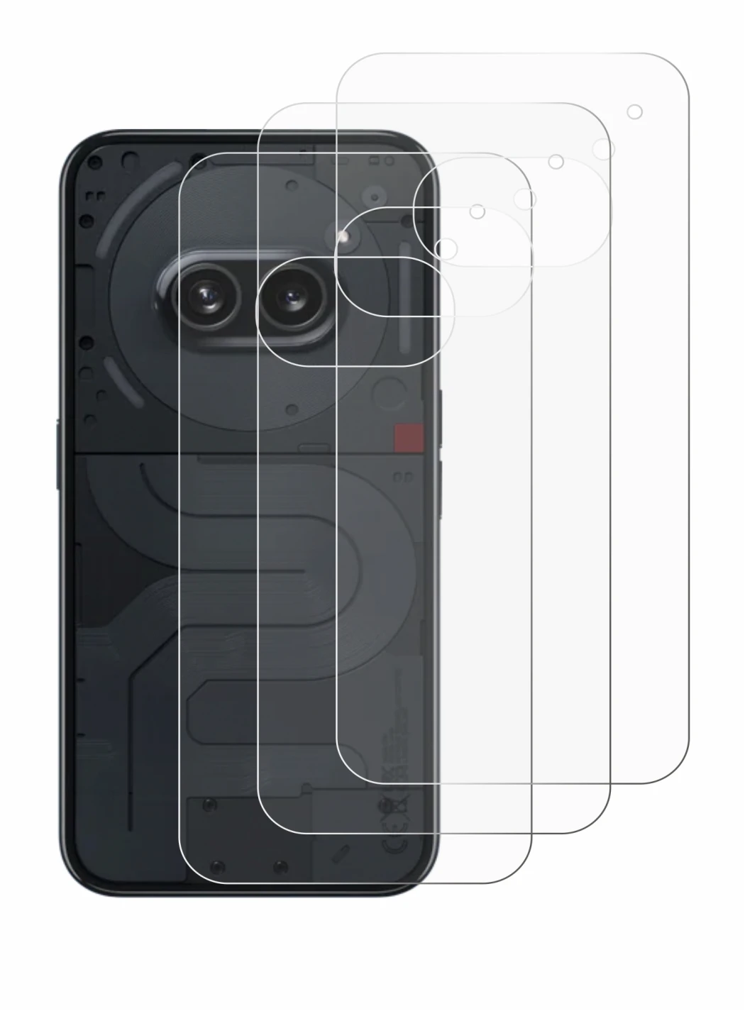 Immagine del dispositivo Nothing Phone (2a) (Posteriore) con un'ampia varietà di protezioni per lo schermo.