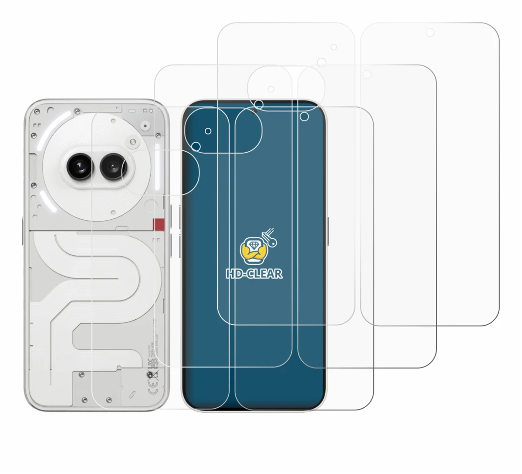 Immagine del dispositivo Nothing Phone (2a) (Fronte+Retro) con un'ampia varietà di protezioni per lo schermo.
