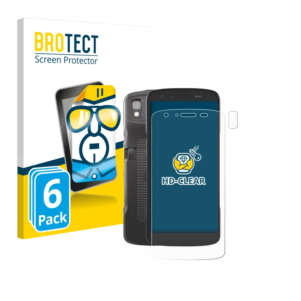 Parte frontale di una confezione del prodotto con il logo del marchio BROTECT. Accanto è raffigurato il dispositivo Zebra TC22