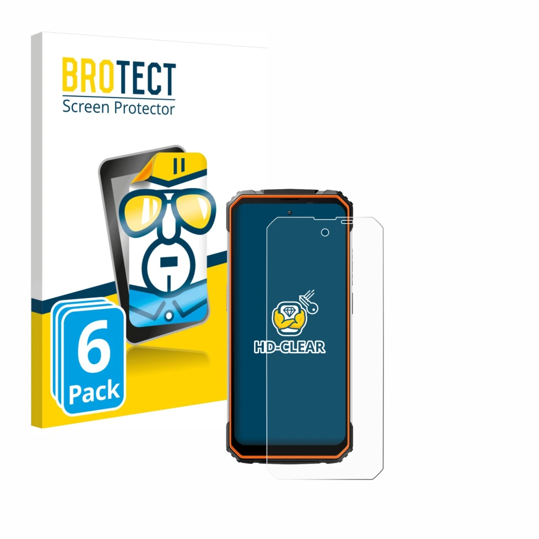 Parte frontale di una confezione del prodotto con il logo del marchio BROTECT. Accanto è raffigurato il dispositivo Blackview 