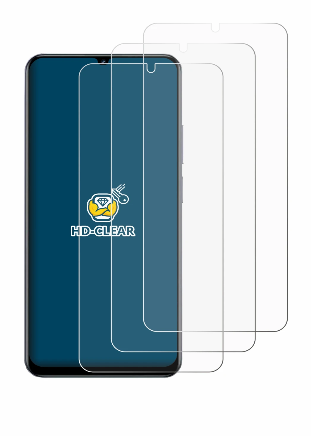Immagine del dispositivo realme C61 con un'ampia varietà di protezioni per lo schermo.