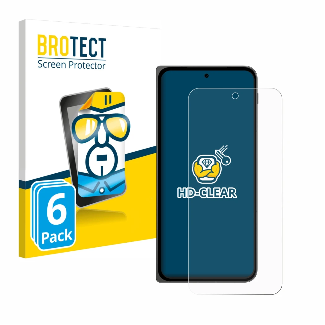 Parte frontale di una confezione del prodotto con il logo del marchio BROTECT. Accanto è raffigurato il dispositivo OnePlus Op
