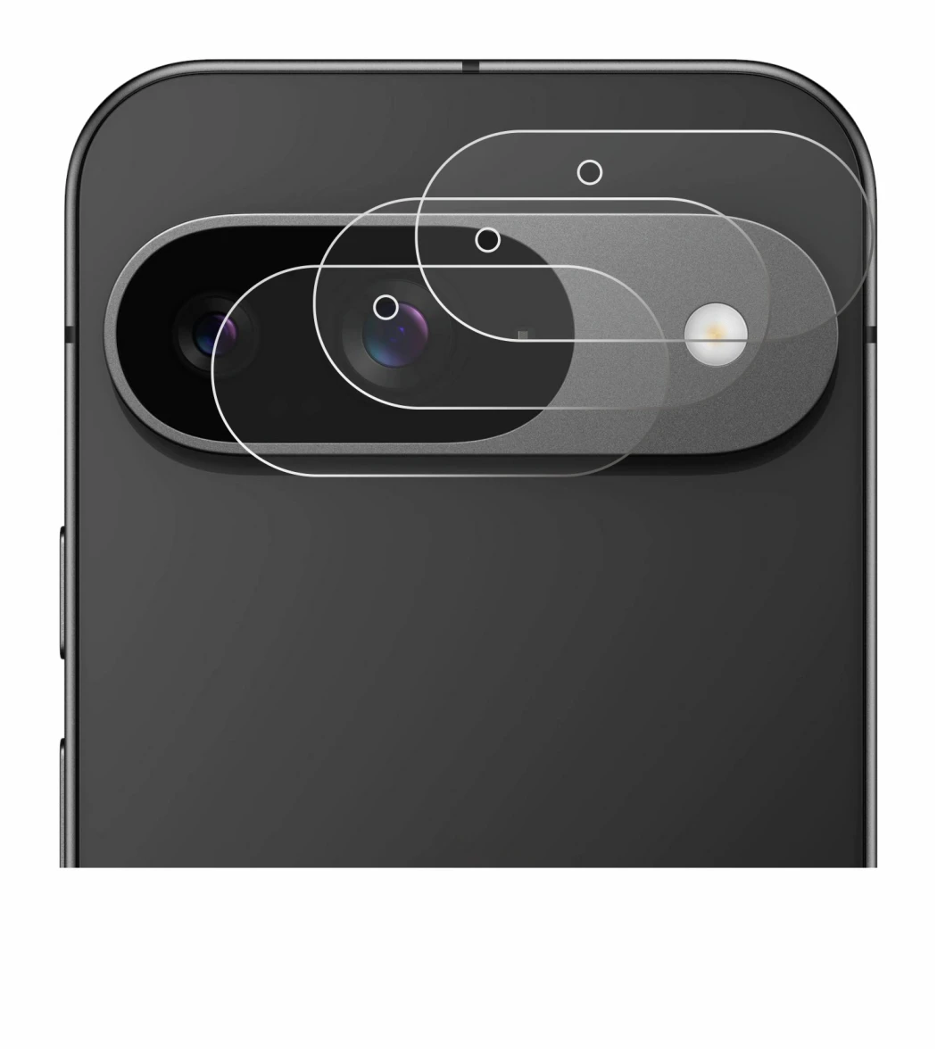 Immagine del dispositivo Google Pixel 9 (SOLO Fotocamera) con un'ampia varietà di protezioni per lo schermo.