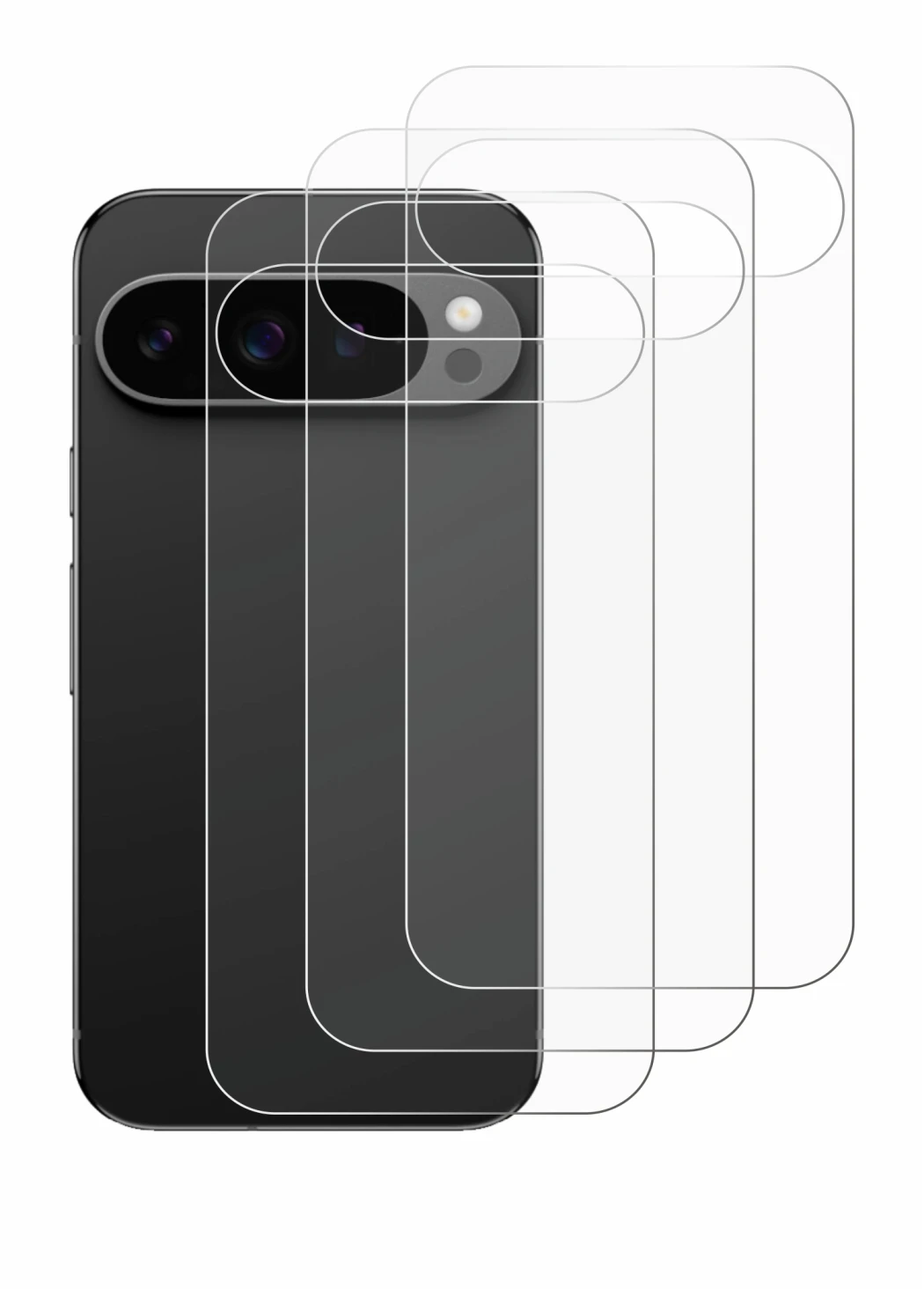 Immagine del dispositivo Google Pixel 9 Pro (Posteriore) con un'ampia varietà di protezioni per lo schermo.