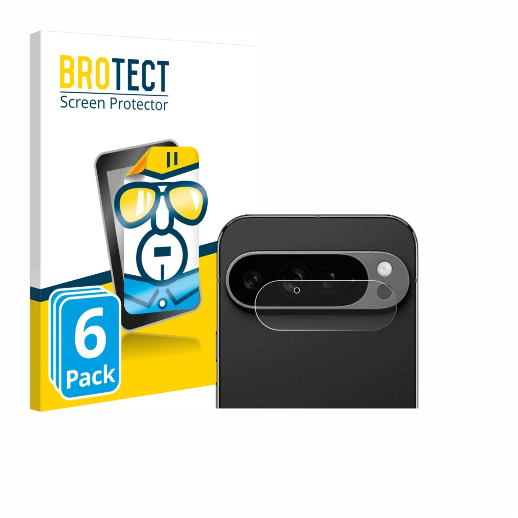 Parte frontale di una confezione del prodotto con il logo del marchio BROTECT. Accanto è raffigurato il dispositivo Google Pix