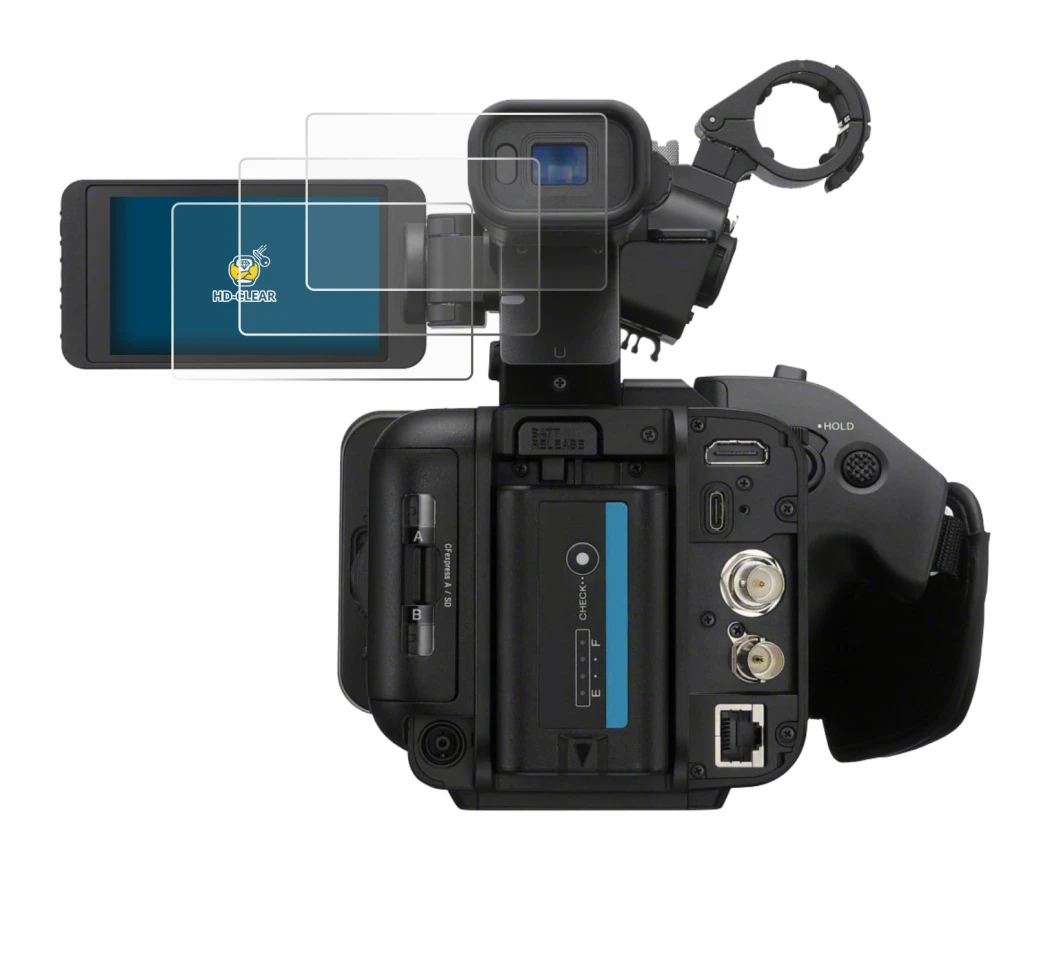 Immagine del dispositivo Sony PXW-Z200 con un'ampia varietà di protezioni per lo schermo.