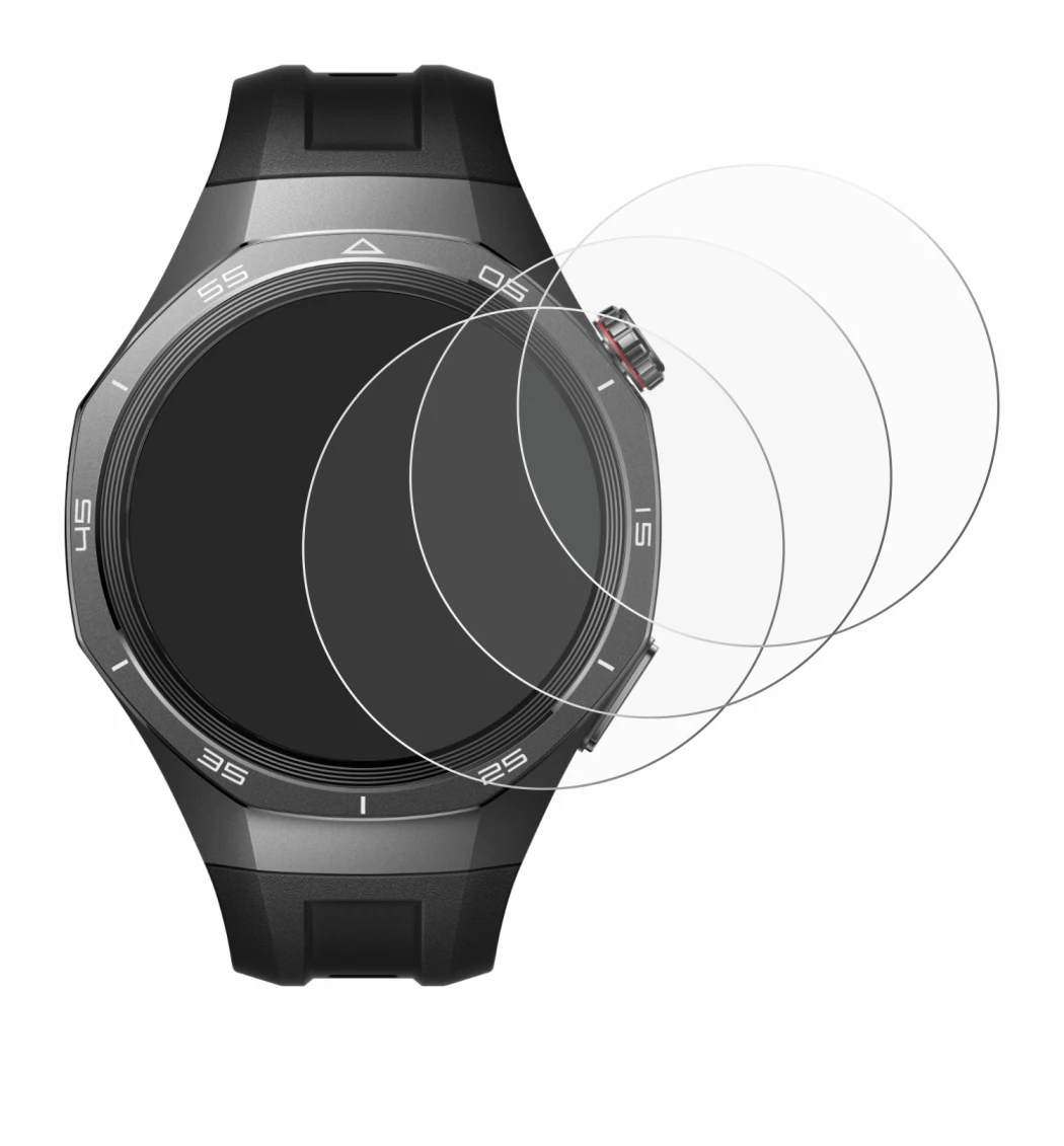 Immagine del dispositivo Huawei Watch GT 5 Pro (46 mm) con un'ampia varietà di protezioni per lo schermo.