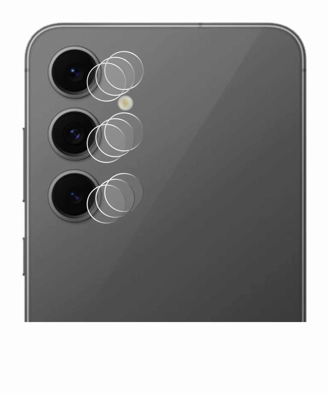 Immagine del dispositivo Samsung Galaxy S24 FE (SOLO Fotocamera) con un'ampia varietà di protezioni per lo schermo.