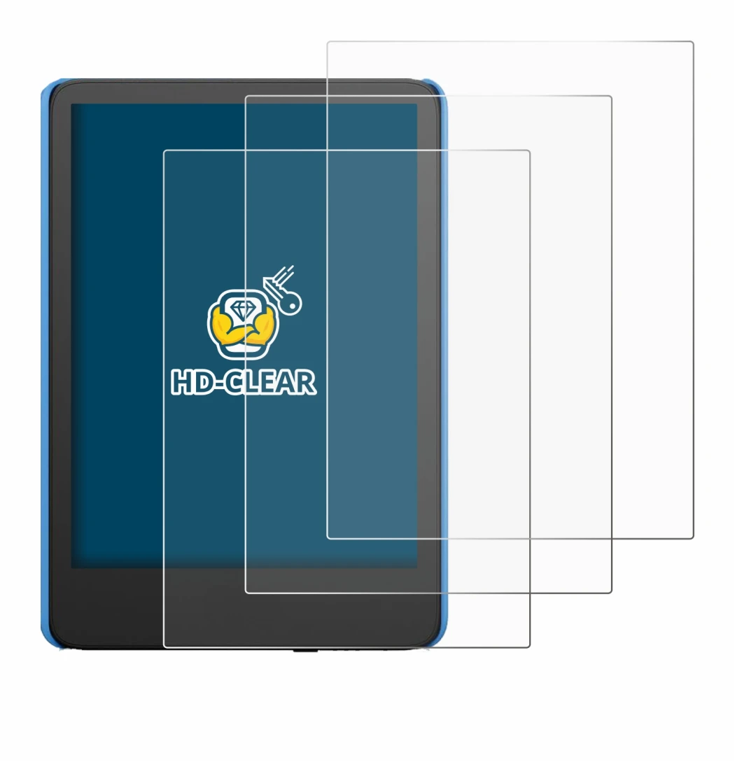 Immagine del dispositivo Amazon Kindle Kids (2024) con un'ampia varietà di protezioni per lo schermo.