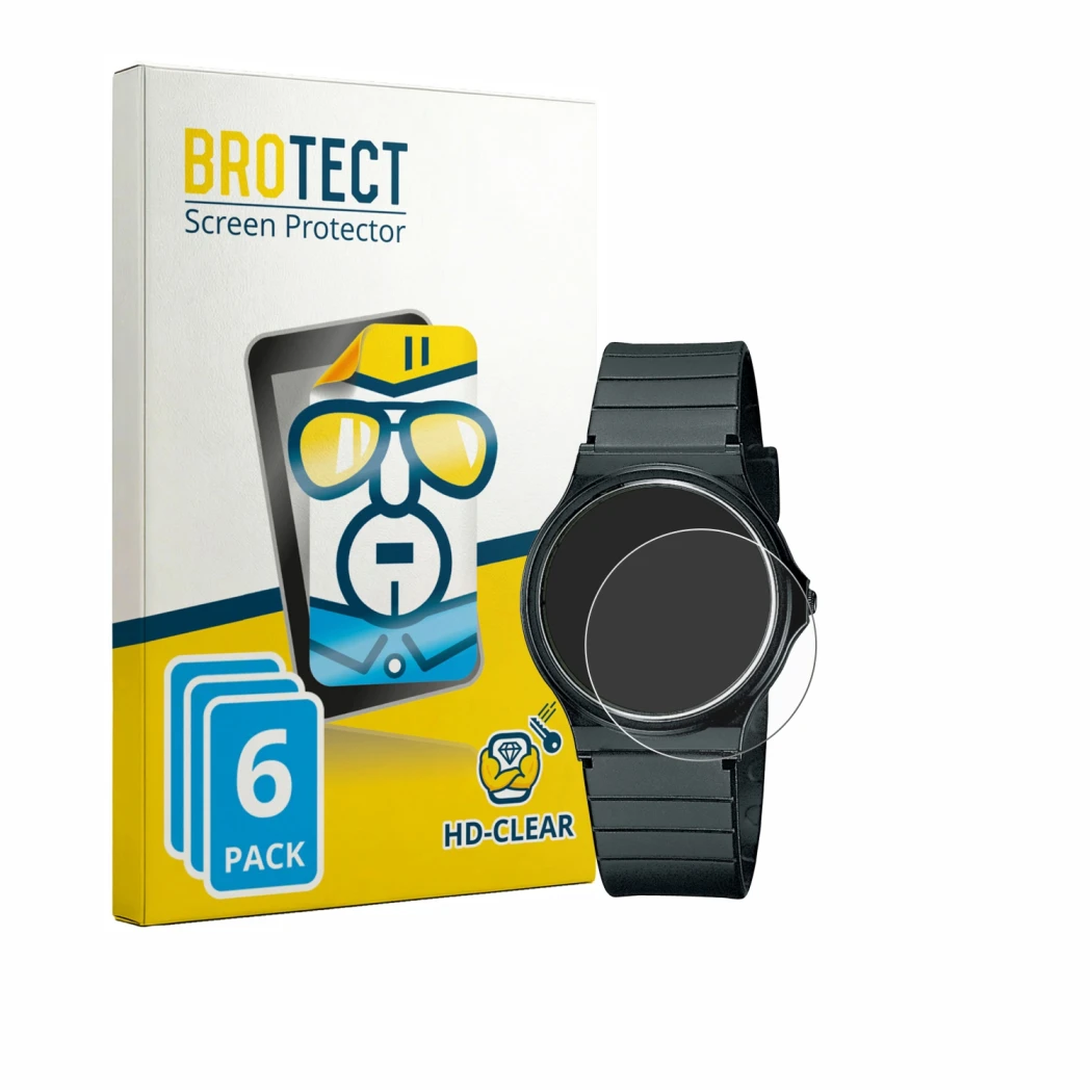 Parte frontale di una confezione del prodotto con il logo del marchio BROTECT. Accanto è raffigurato il dispositivo Casio Coll