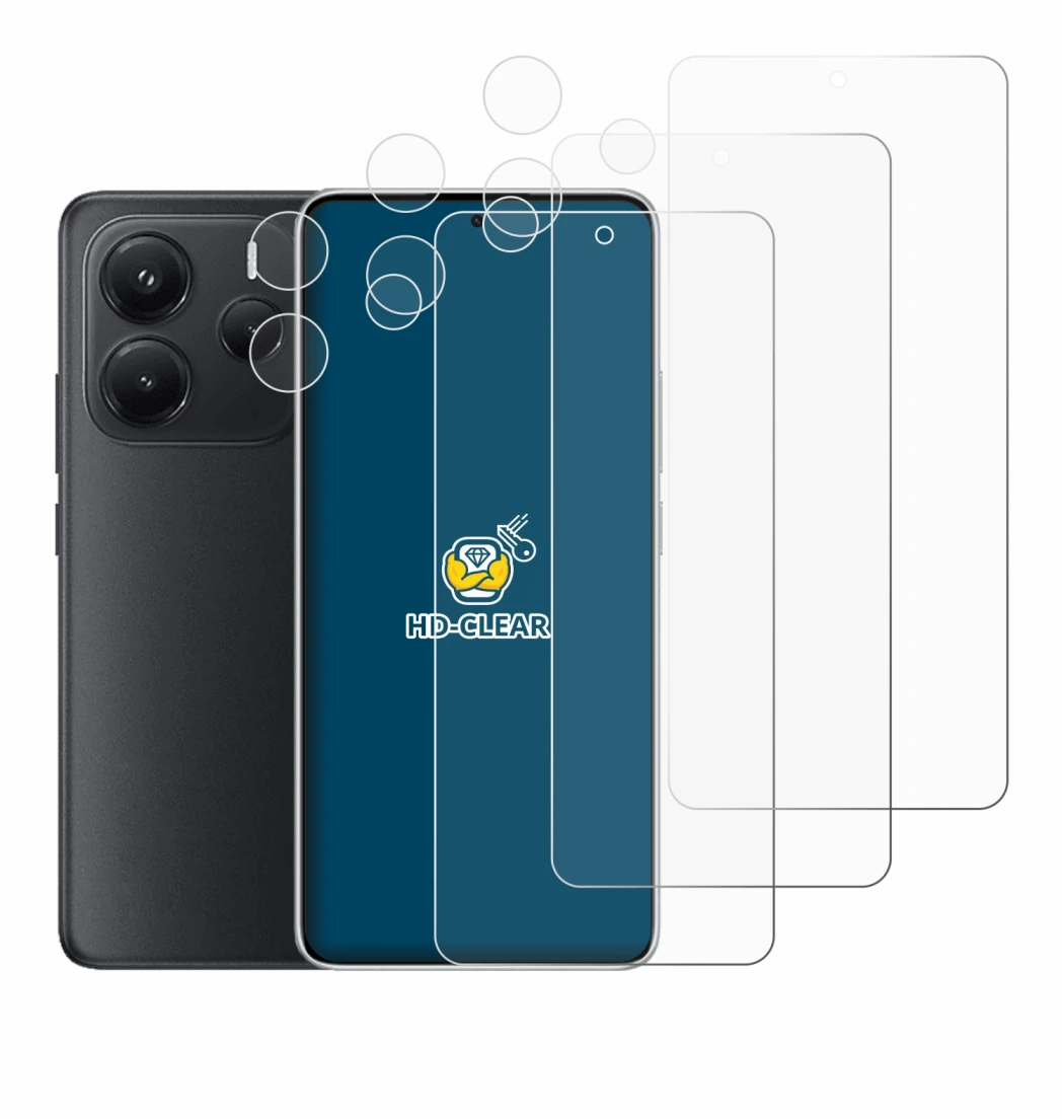 Immagine del dispositivo Xiaomi Redmi Note 14 (Fronte+Fotocamera) con un'ampia varietà di protezioni per lo schermo.