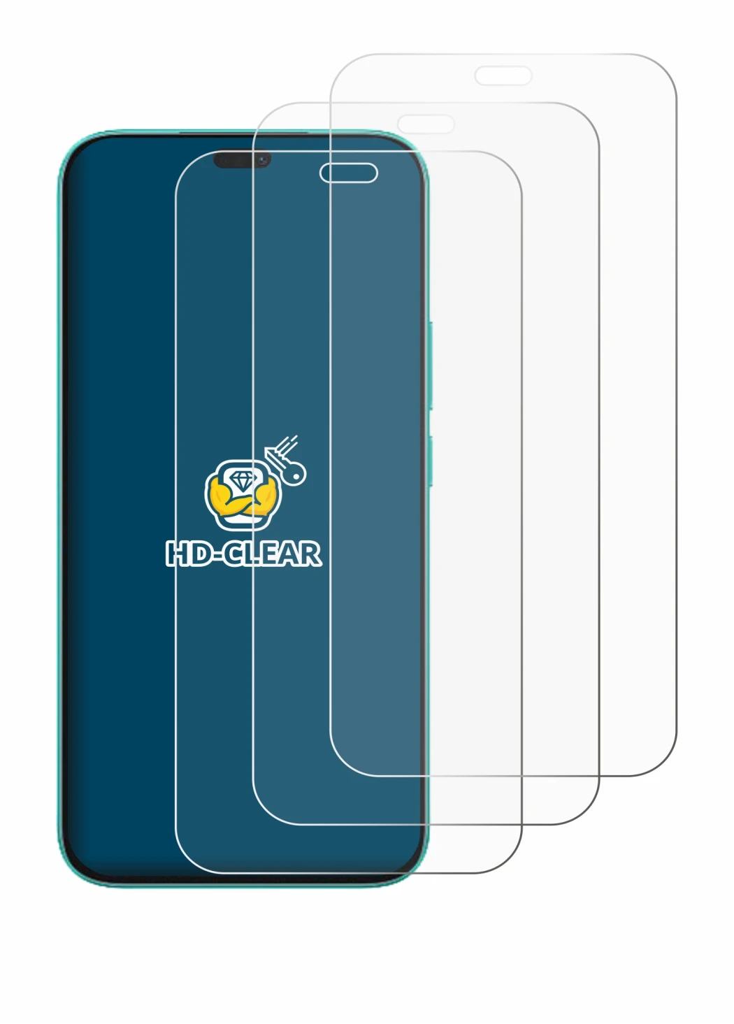 Immagine del dispositivo Honor X8c con un'ampia varietà di protezioni per lo schermo.