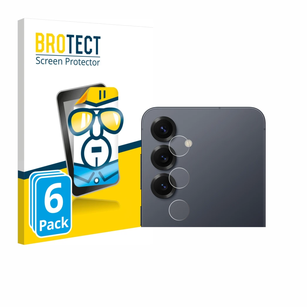 Parte frontale di una confezione del prodotto con il logo del marchio BROTECT. Accanto è raffigurato il dispositivo Samsung Ga