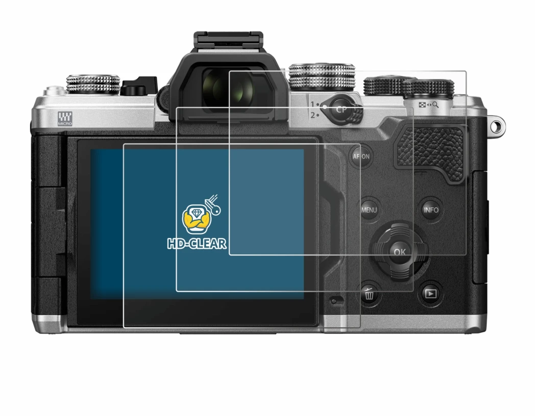 Immagine del dispositivo OM System OM-3 con un'ampia varietà di protezioni per lo schermo.