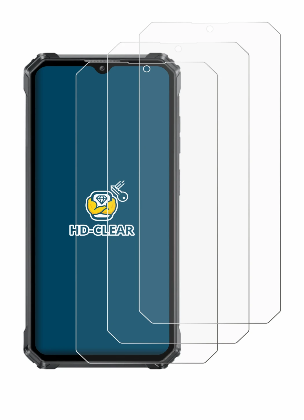 Immagine del dispositivo Oukitel G1 con un'ampia varietà di protezioni per lo schermo.