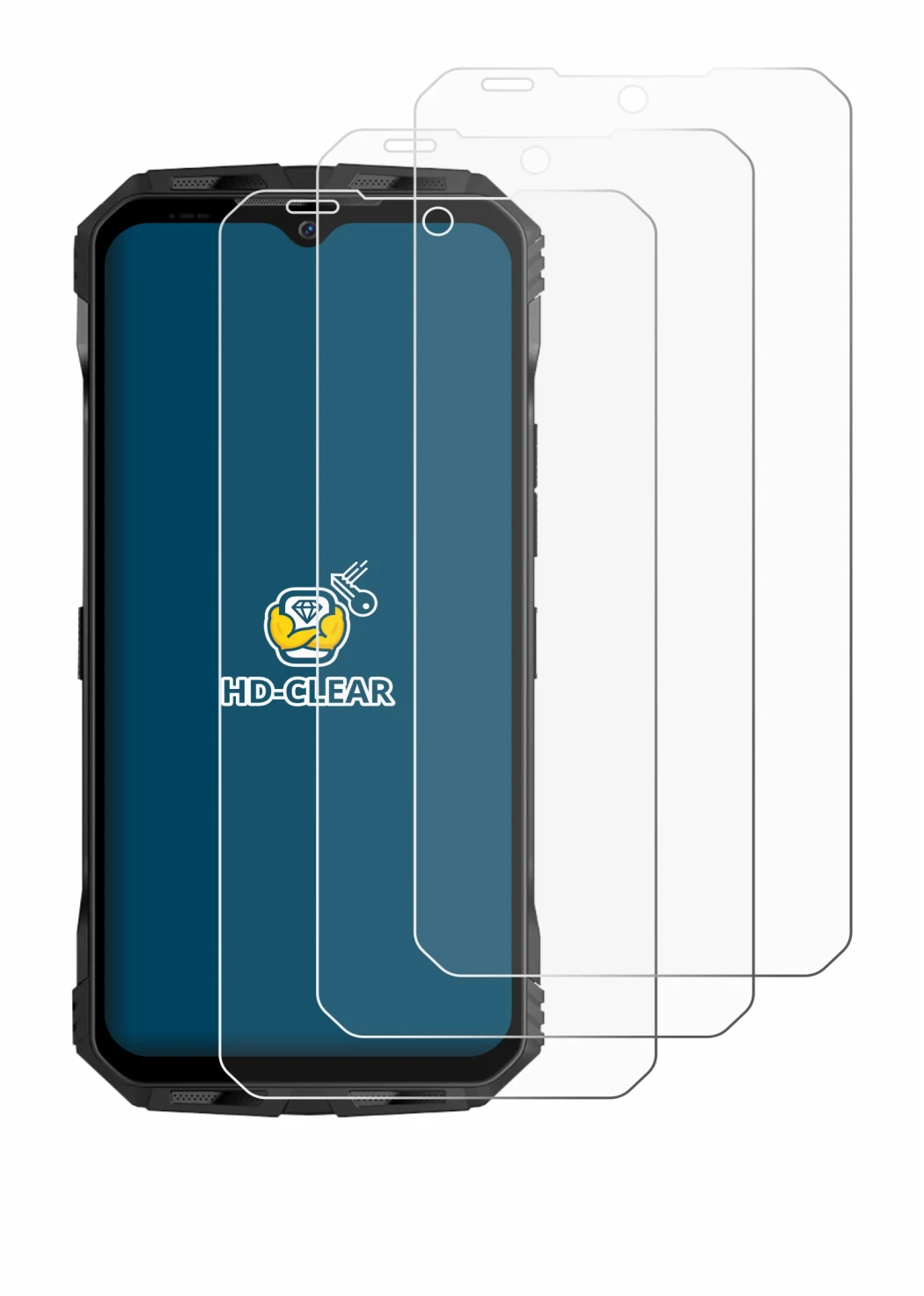 Immagine del dispositivo Doogee V Max S con un'ampia varietà di protezioni per lo schermo.