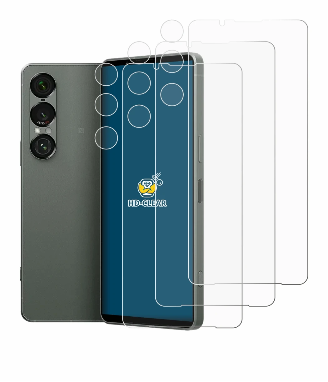 Immagine del dispositivo Sony Xperia 1 VII (Fronte+Fotocamera) con un'ampia varietà di protezioni per lo schermo.